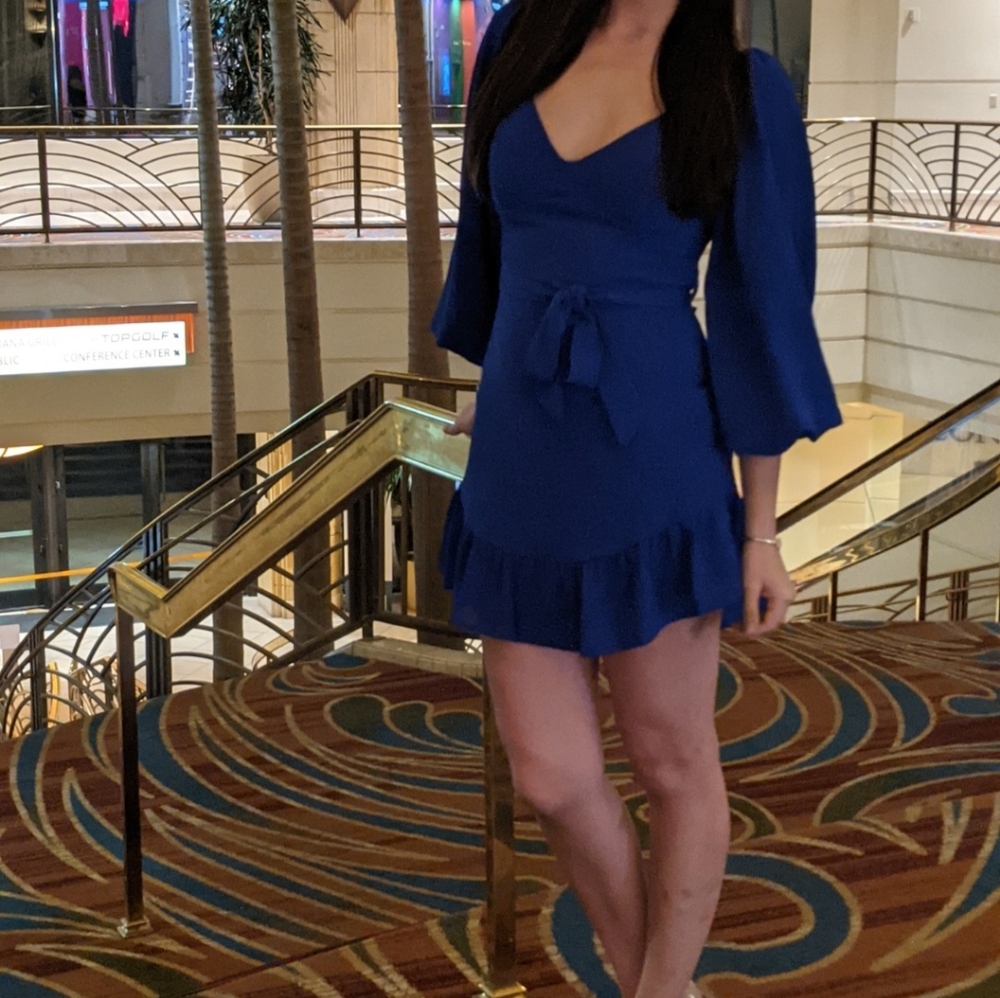 B Darlin Blue Ruffled Bustier Mini Dress